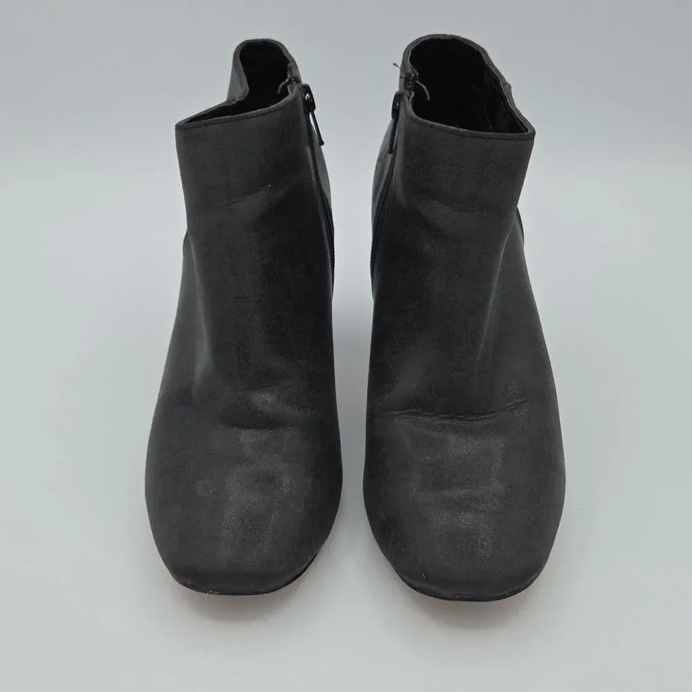Katy Perry Women's Size 9 Corra Vegan Black ankle booties Shiny Block Heel EUC
